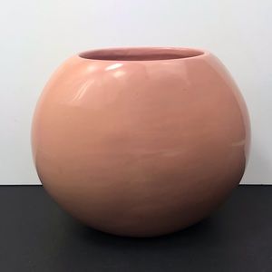 80s peach blush Art Deco Vase Vintage Decor